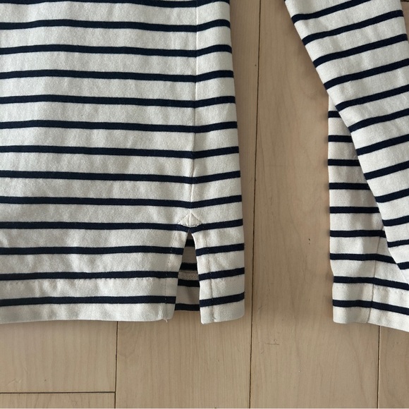 J. Crew Classic Cream and Navy Striped Long Sleeve Shirt - Picture 2 of 3